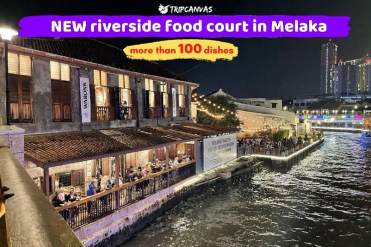 Riverside food court in Melaka with more than 1000 dishes and live